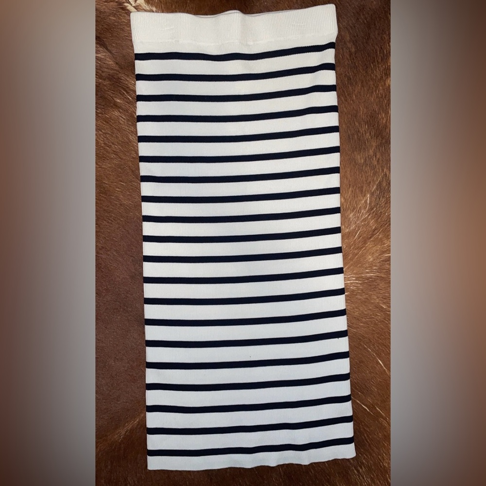 Zara Black and White Striped Midi Skirt M - Picture 2 of 5